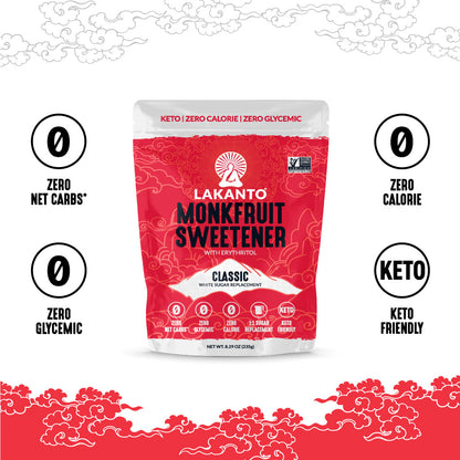 Classic Monkfruit and Erythritol Sweetener - White Sugar Replacement