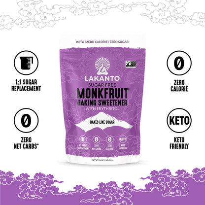 Baking Monkfruit and Erythritol Sweetener - Baking Sugar Replacement