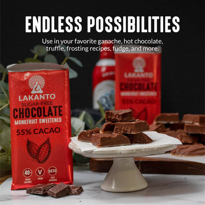 Barras de chocolate sin azúcar (55% cacao) 